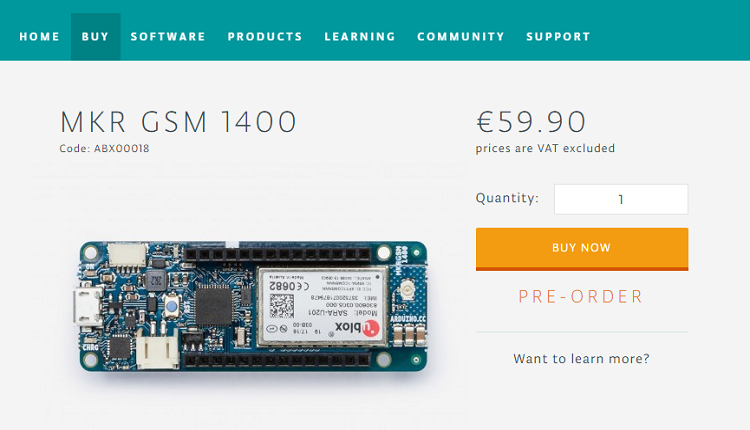 Arduino MKR1400 Preview