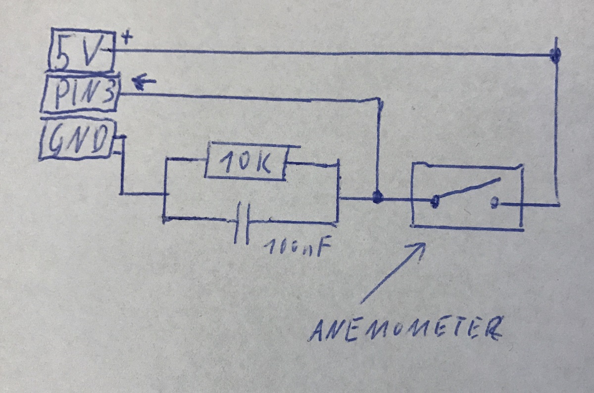 Arduino Anemometer Windrad Schaltplan