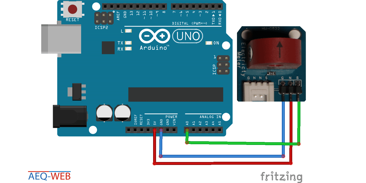 Arduino Current Sensor Power Meter - Wechselstrom und Leistung messen - Schaltplan